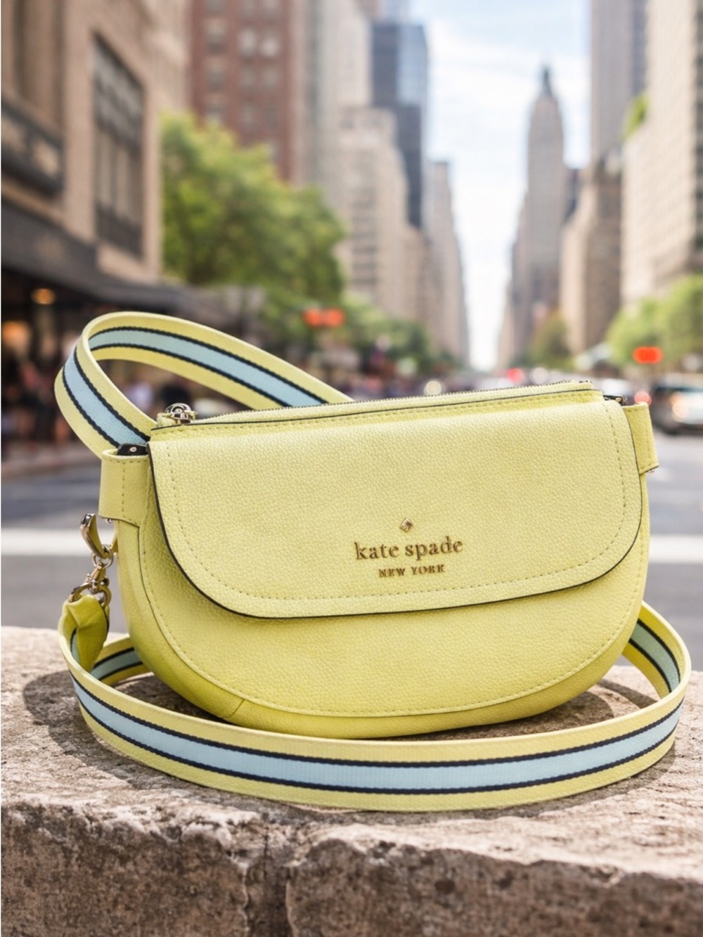 kate spade Lemon Stripe Pebbled Leather Crossbody
